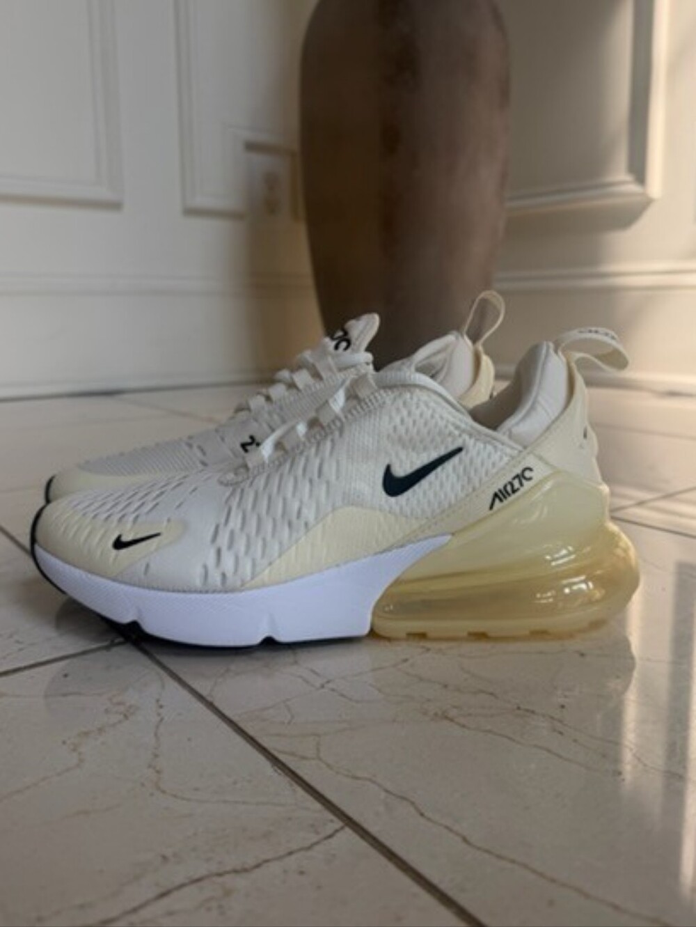 Nike Kids Air Max 270 — White with Pale Yellow Accents